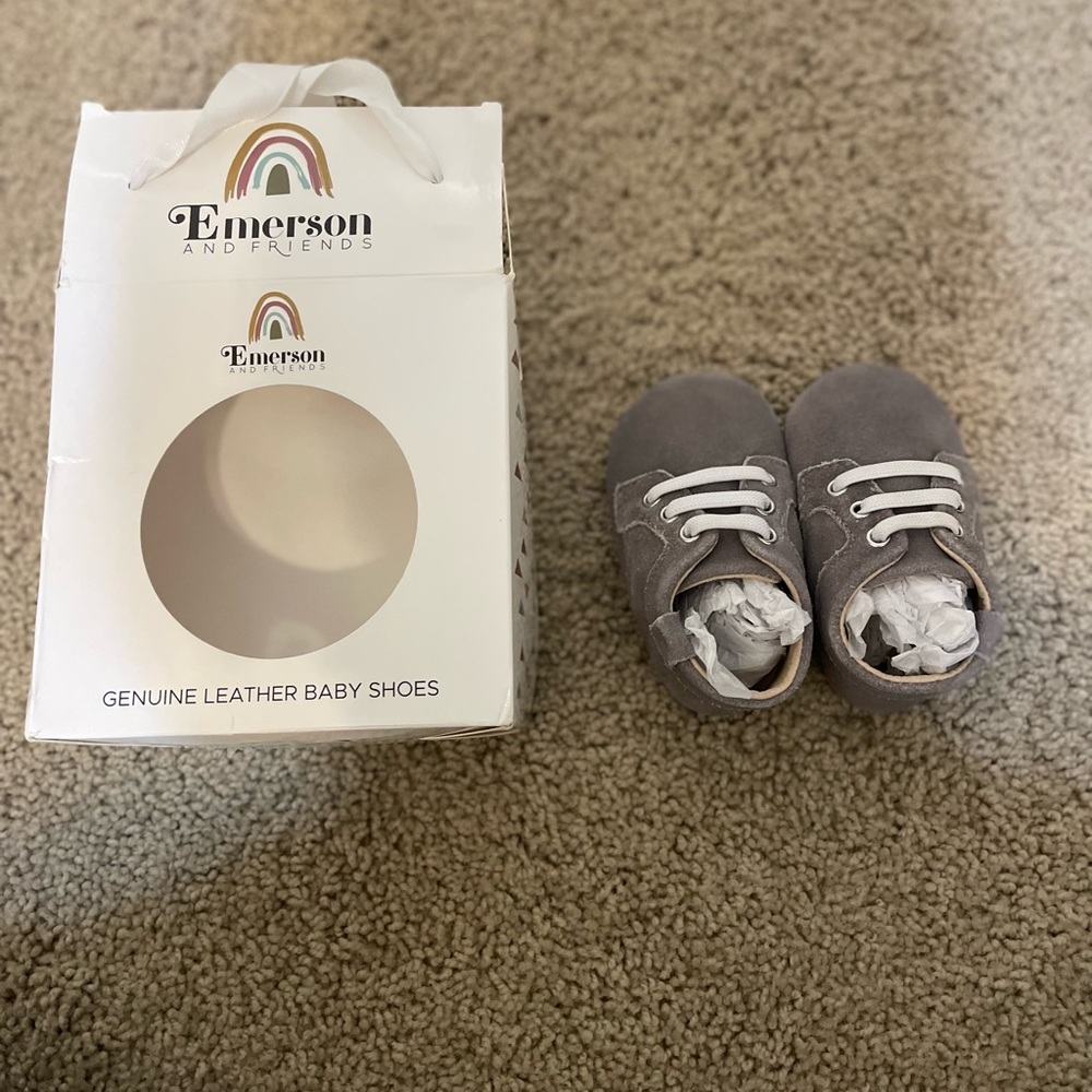 NWT Gray and Tan Baby Walker Shoes